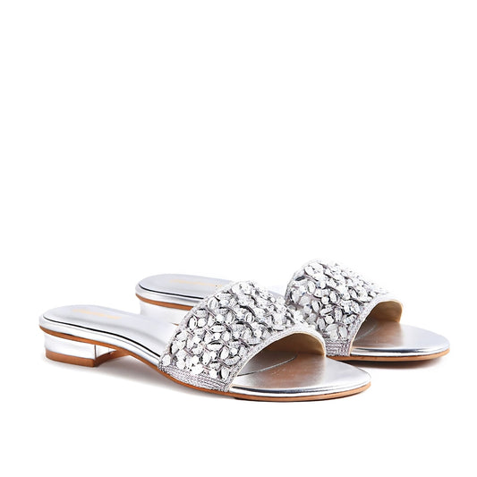 Glitz Flat Fancy Slipper - Silver