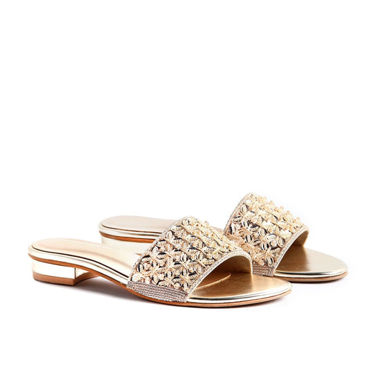 Glitz Flat Fancy Slipper - Gold